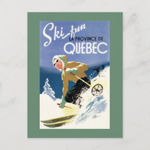 Postal Esquiar femenino - Poster inglés y francés