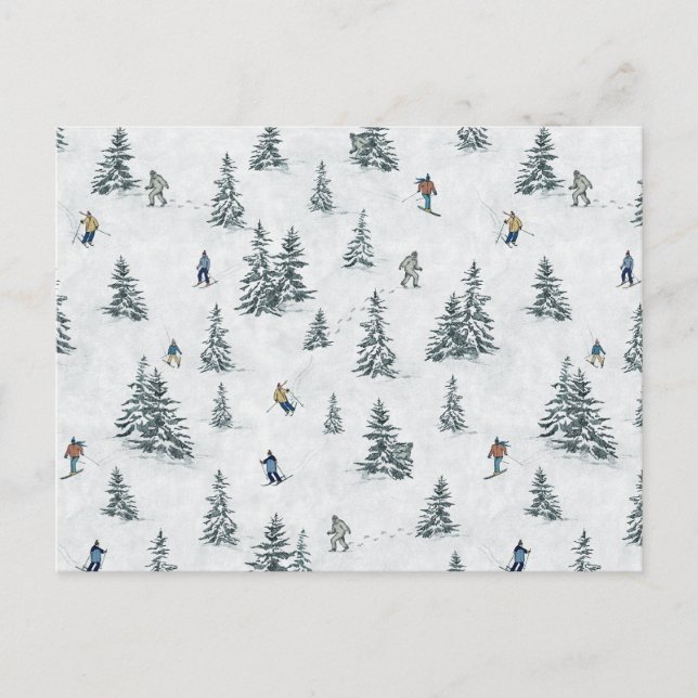 Postal Esquíes alpinos y yetis ocultos - Esquí cuesta aba (Anverso)