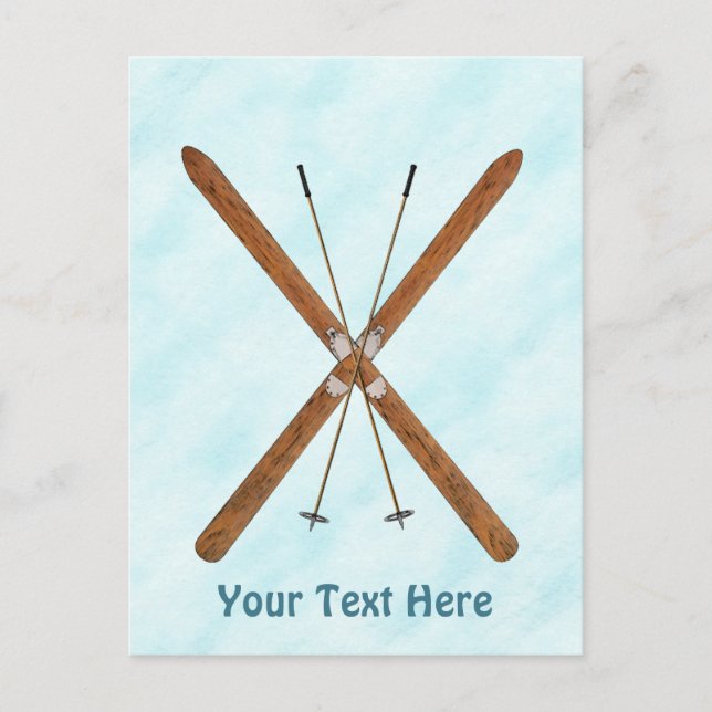 Postal Esquíes De Campo En Nieve (Anverso)