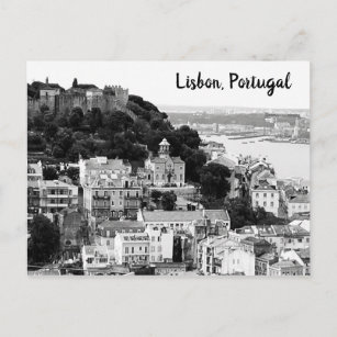 Postal Esquina blanca y negra de Lisboa Portugal