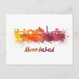 Postal Esquina de Ahmedabad en acuarela