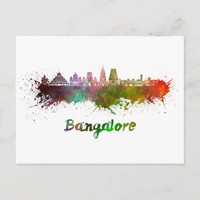 Postal Esquina de Bangalore en acuarela (Anverso)