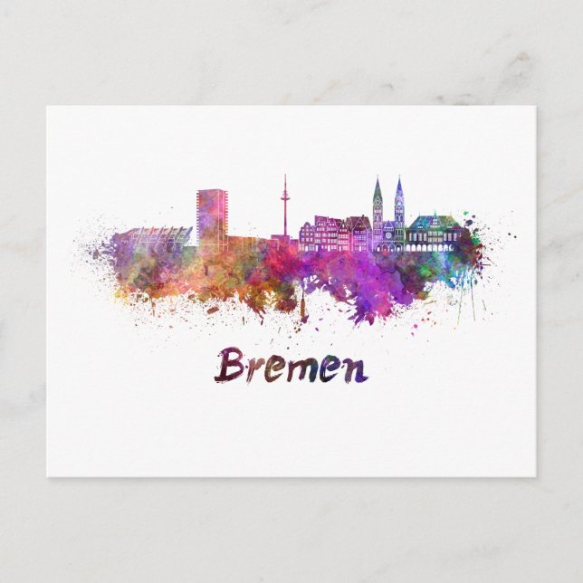 Postal Esquina de Bremen en acuarela (Anverso)