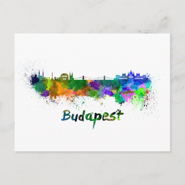 Postal Esquina de Budapest en acuarela (Anverso)
