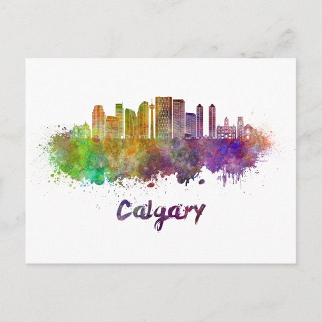 Postal Esquina de Calgary V2 en acuarela (Anverso)