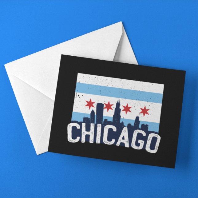 Postal Esquina de Chicago Illinois 4 Estrellas Vintage (Chicago Illinois Skyline 4 Stars Vintage Postcard)