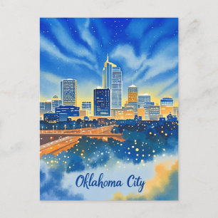 Postal Esquina de color de agua de la ciudad de Oklahoma