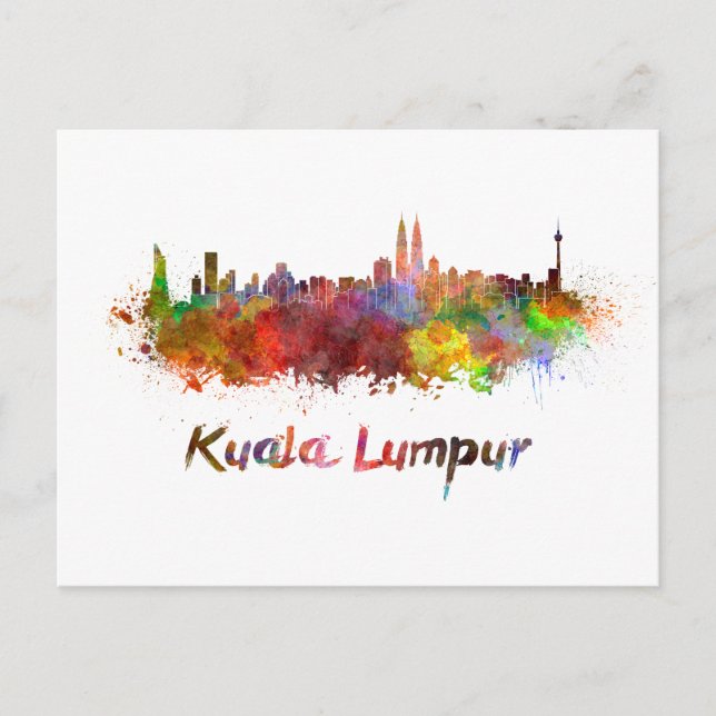 Postal Esquina de Kuala Lumpur en manchas acuáticas (Anverso)