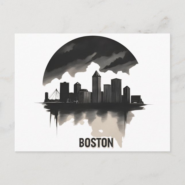 Postal Esquina de la ciudad de Boston - Moderno paisaje u (Anverso)