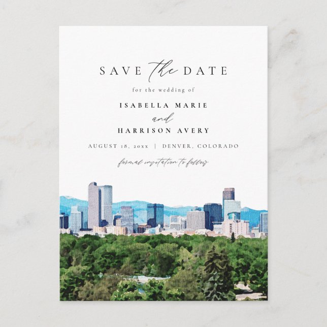 Postal Esquina de la Montaña Watercolor Denver Colorado (Anverso)