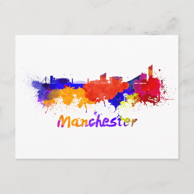 Postal Esquina de Manchester en acuarela (Anverso)