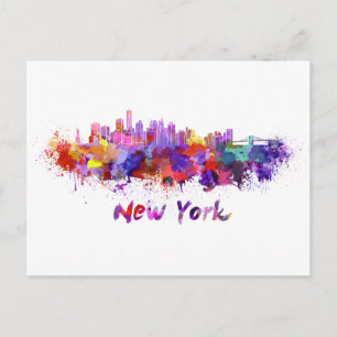 Postal Esquina de Nueva York en acuarela