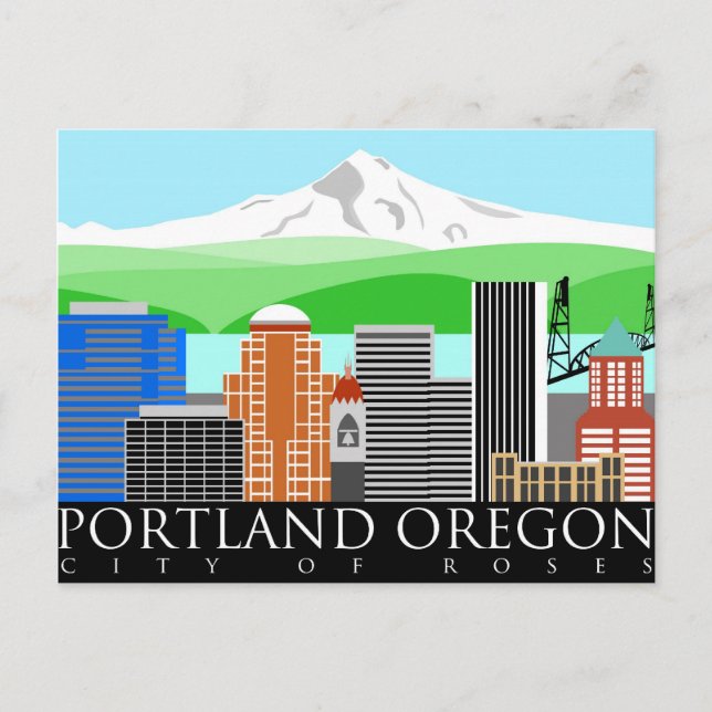 Postal Esquina de Portland Oregon con Hood Monte (Anverso)