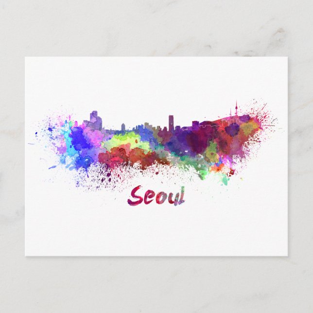 Postal Esquina de Seúl en acuarela (Anverso)