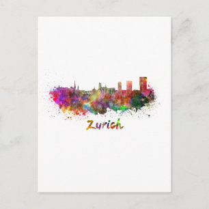 Postal Esquina de Zúrich en acuarela