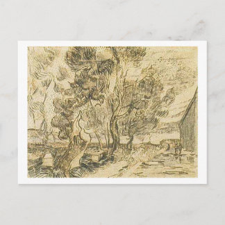 Postal Esquina del asilo y el jardín, Vincent van Gogh