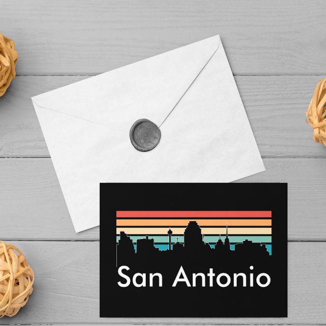 Postal Esquina mínima del atardecer de San Antonio (san antonio texas skyline postcard)