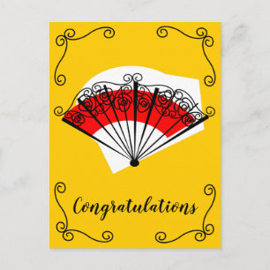 Postal Esquinas del Abanico Español Felicidades vertical