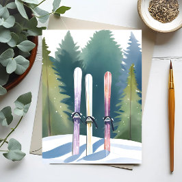 Postal Esquís en la Nieve | Diseñador de Esquiador de Bos