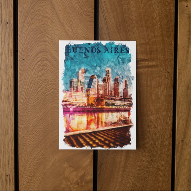 Postal Esquyline Argentina de Buenos Aires por Night City (buenos aires skyline by night postcard)