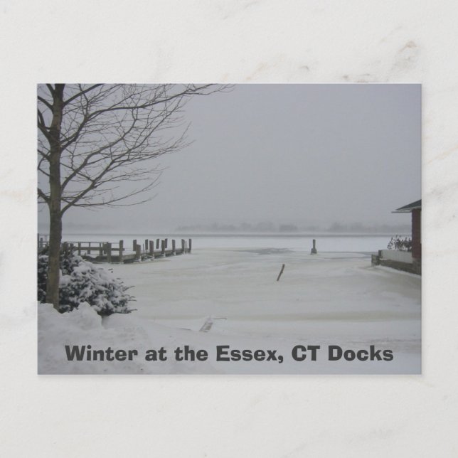 Postal Essex, invierno en Essex, CT Docks (Anverso)