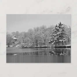 Postal Está nevando sobre el lago, Monocromo Panorámico