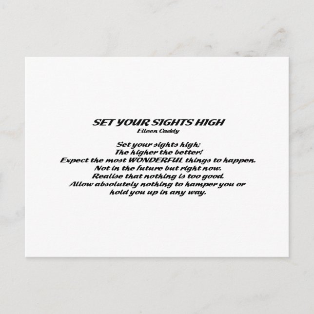 Postal Establecer sus vistas a lo alto (Anverso)