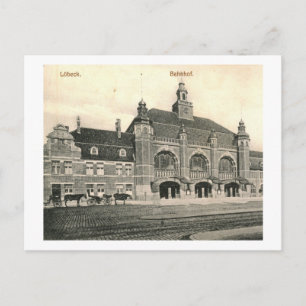 Postal Estación Bahnhof, Lubeck, Alemania Vintage