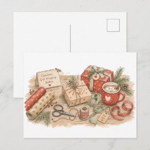 Postal Estación de envolver regalos de Navidad para fiest