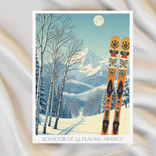 Postal Estación de esquí de La Plagne France retro Postca
