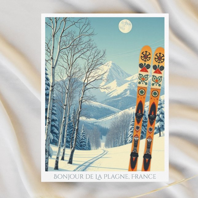 Postal Estación de esquí de La Plagne France retro Postca (Subido por el creador)