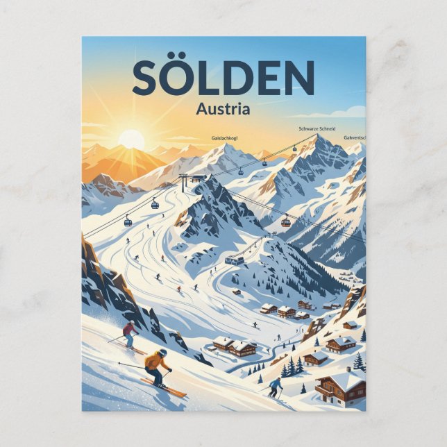 Postal Estación de esquí de Sölden Austria (Anverso)