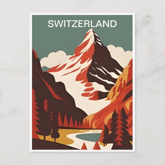 Postal Estación de esquí de Suiza Vintage - Europa (Anverso)