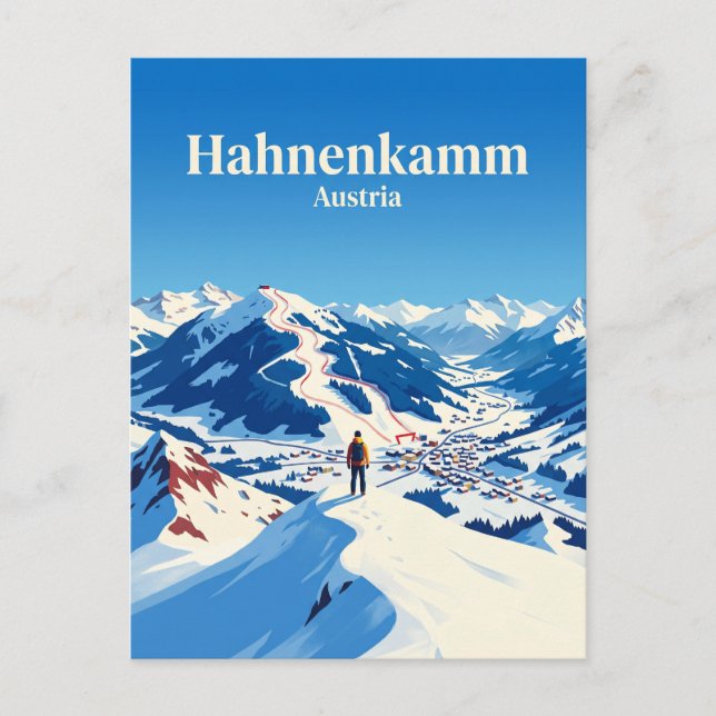Postal Estación de esquí Hahnenkamm Austria (Anverso)