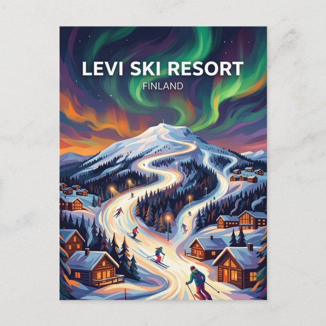Postal Estación de esquí Levi Finlandia (Anverso)