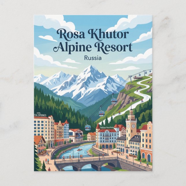 Postal Estación de esquí Rosa Khutor Rusia (Anverso)