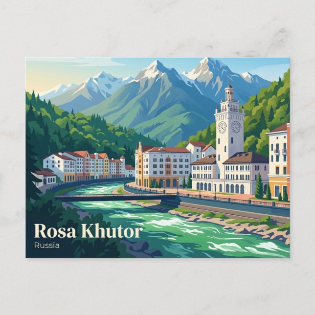 Postal Estación de esquí Rosa Khutor Rusia (Anverso)