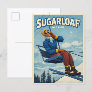 Postal Estación de esquí vintage New England Sugarloaf ma