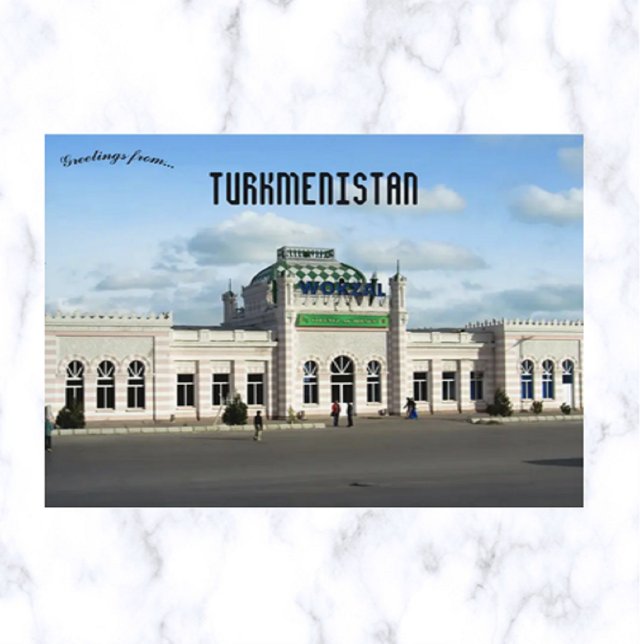 Postal Estación de ferrocarril de Turkmenbashi en Turkmen (Subido por el creador)