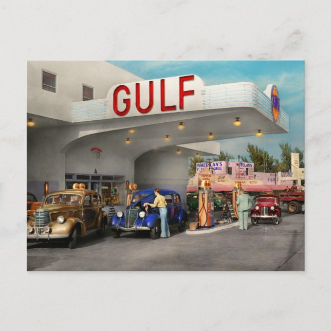 Postal Estación de Gas - El gran viaje por carretera esta (Anverso)