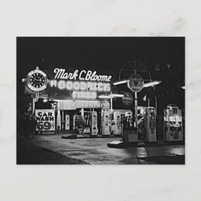 Postal Estación de gasolina Hollywood California Vintage  (Anverso)