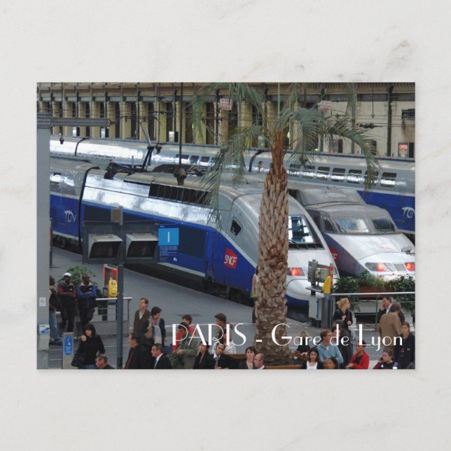 Postal Estación de Lyon. París, Francia (Anverso)