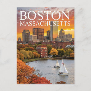 Postal Estación de Metro de Boston Massachusetts en otoño