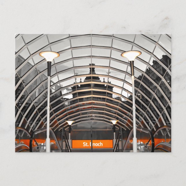 Postal Estación de metro de St Enoch, Glasgow, Escocia. (Anverso)