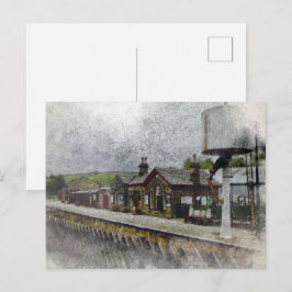 Postal Estación de Oxenhope Ferrocarril Patrimonio Acuare