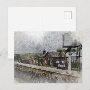 Postal Estación de Oxenhope Ferrocarril Patrimonio Acuare