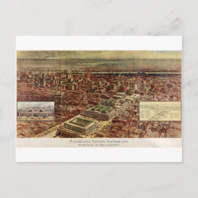 Postal Estación de Pennsylvania Nueva York en 1910 (Anverso)