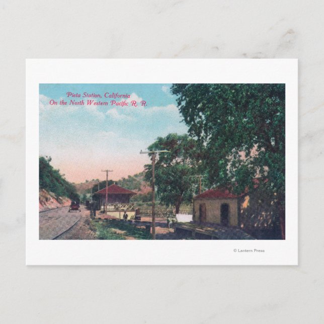 Postal Estación de RR del Pacífico Noroccidental de Pieta (Anverso)