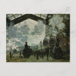 Postal Estación de Saint Lazare por Claude Monet