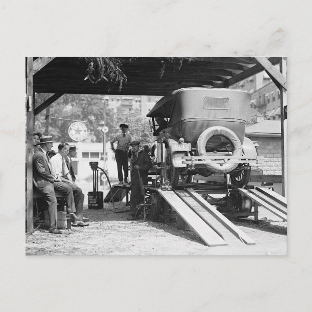 Postal Estación de servicio de automóviles, 1924. Foto de (Anverso)
